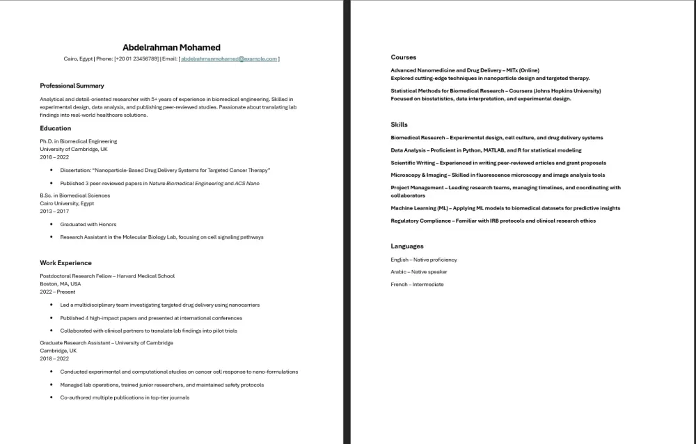 تصميم سير ذاتية احترافية بنظام ال ATS العالمي