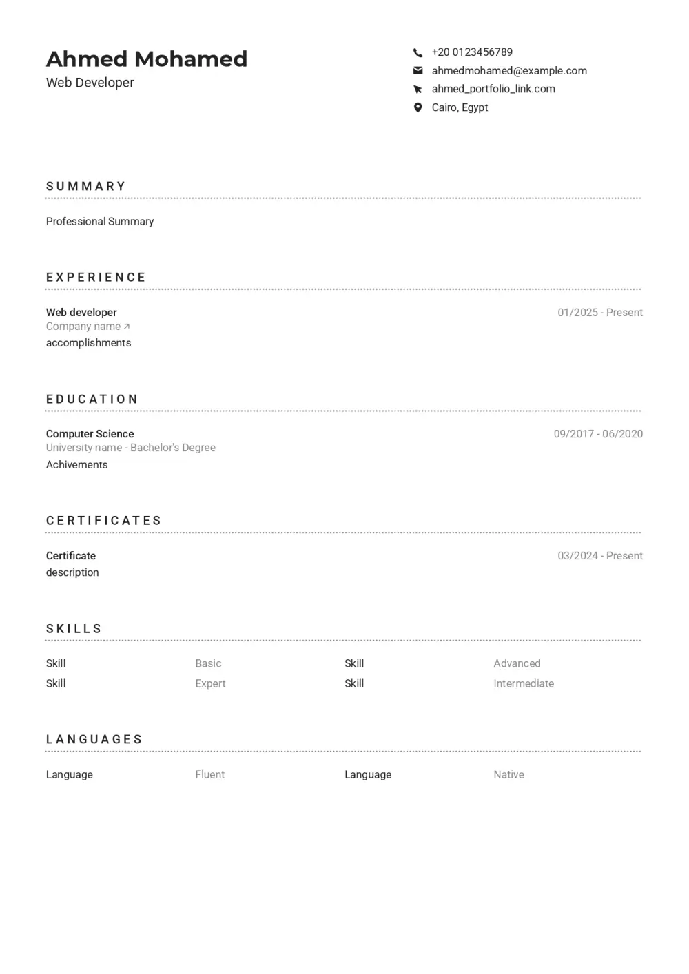 تصميم سير ذاتية احترافية بنظام ال ATS العالمي
