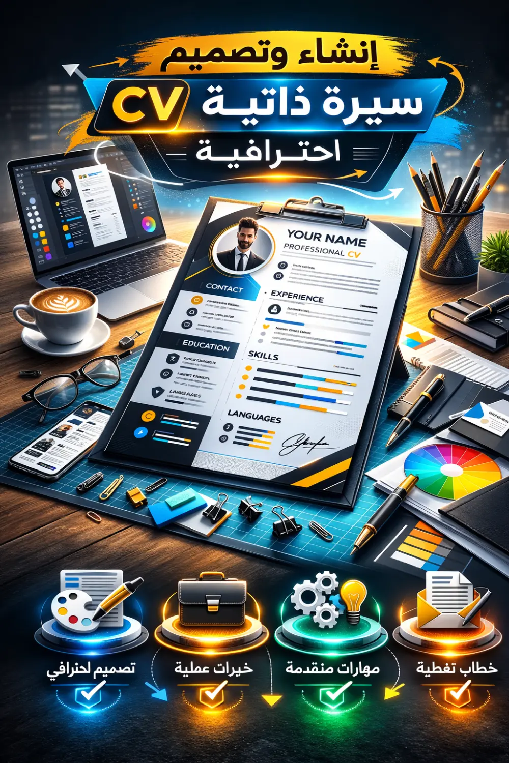 إنشاء وتصميم سيرة ذاتية CV احترافية