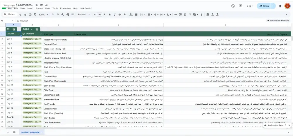 إنشاء خطة محتوى شاملة ومخصصة لنشاطك التجاري