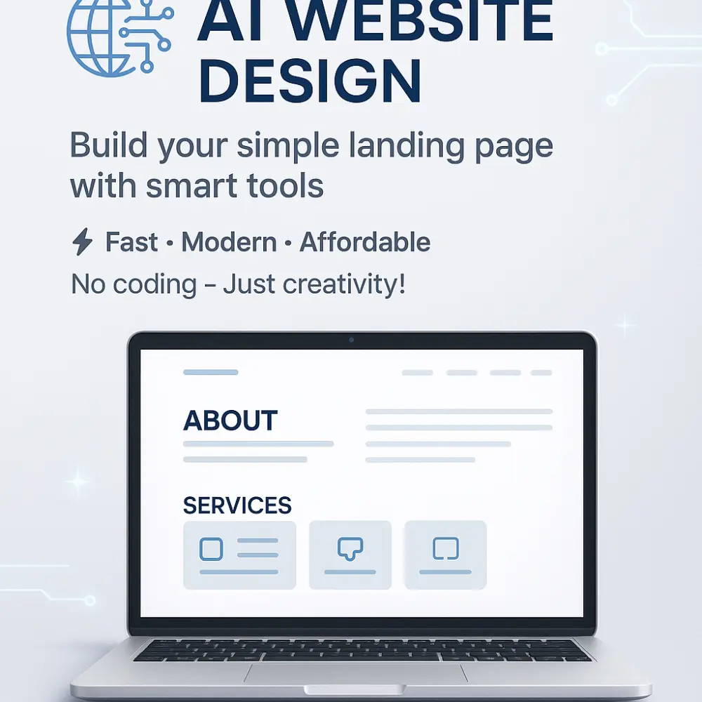 تصميم موقع بسيط بالذكاء الاصطناعي (Landing Page تعريفي احترافي)