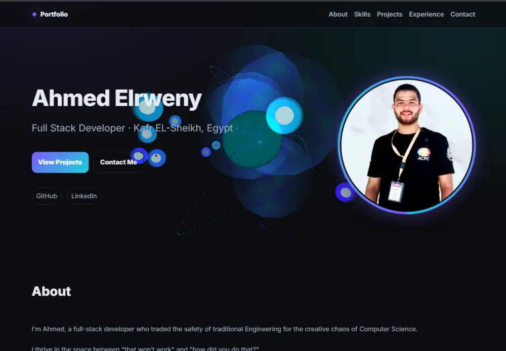 تصميم بورتفوليو شخصي باستخدام HTML ,CSS,JavaScript,Bootstrap