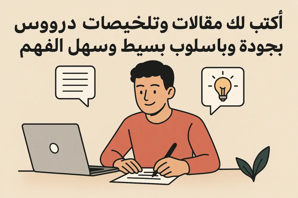 أكتب لك مقالات وتلخيصات دروس بجودة عالية وبأسلوب بسيط وسهل الفهم
