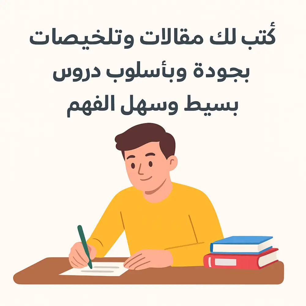 أكتب لك مقالات وتلخيصات دروس بجودة عالية وبأسلوب بسيط وسهل الفهم