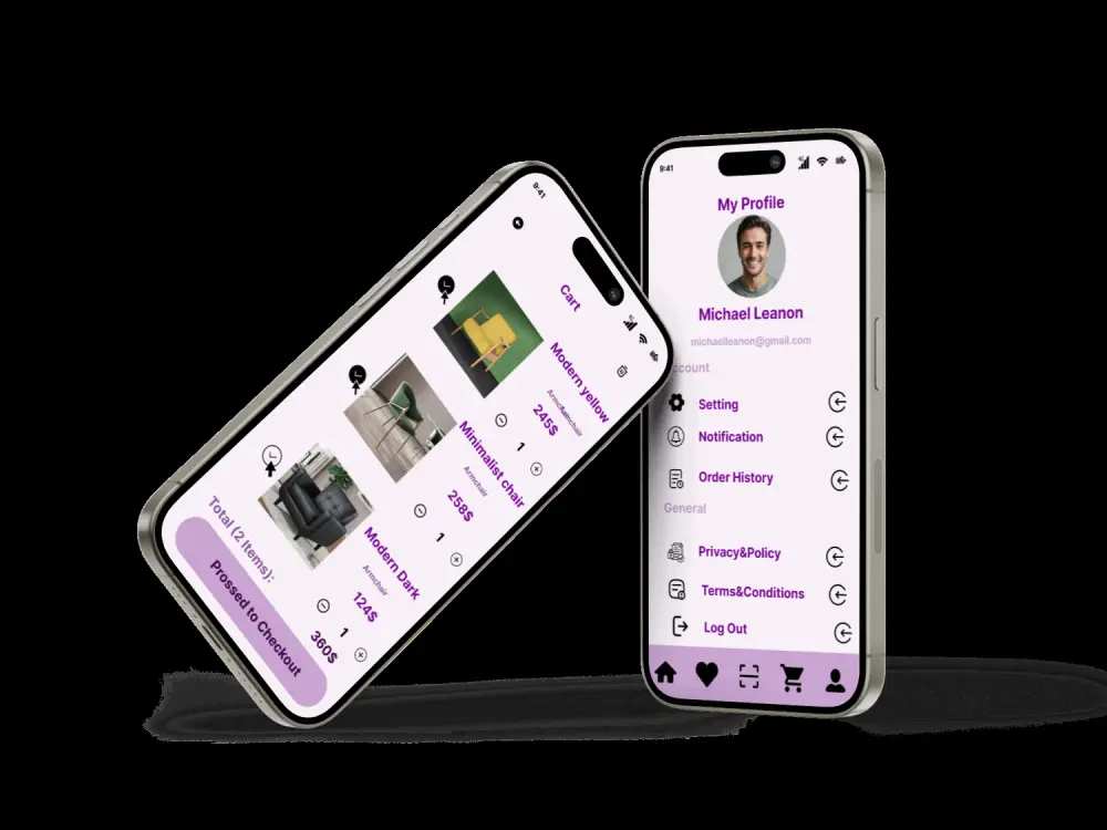 تصميم اسكرينات UI 4 او 5 اسكرينات