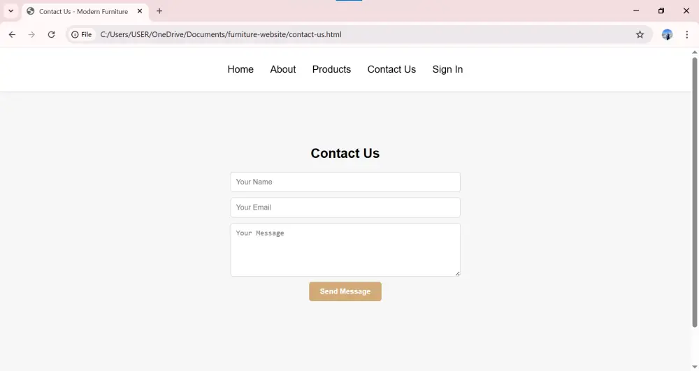تصميم موقع إلكتروني بسيط بتصميم عصري باستخدام HTML, CSS
