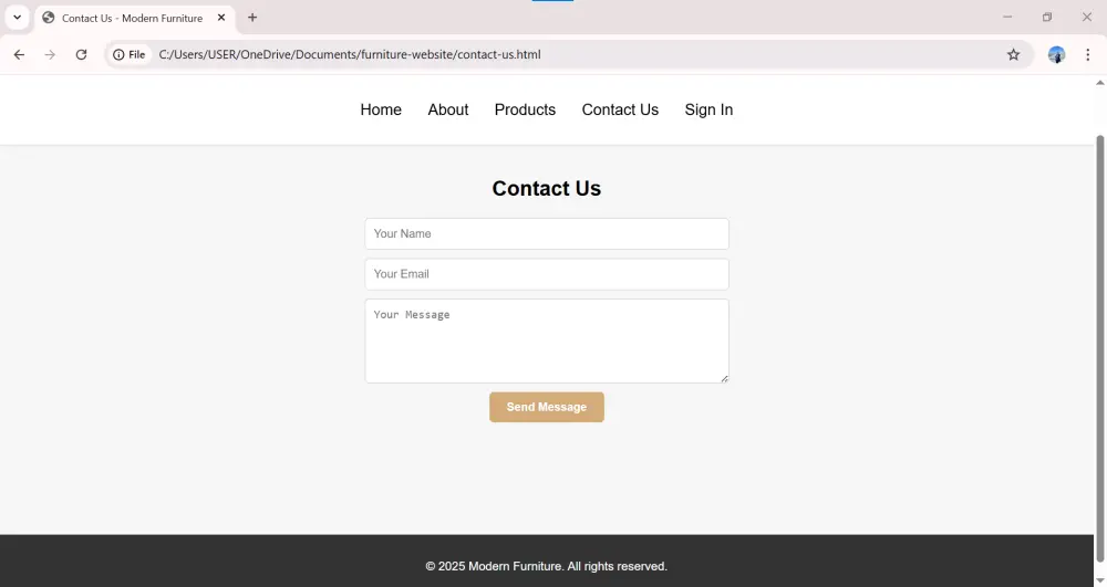 تصميم موقع إلكتروني بسيط بتصميم عصري باستخدام HTML, CSS