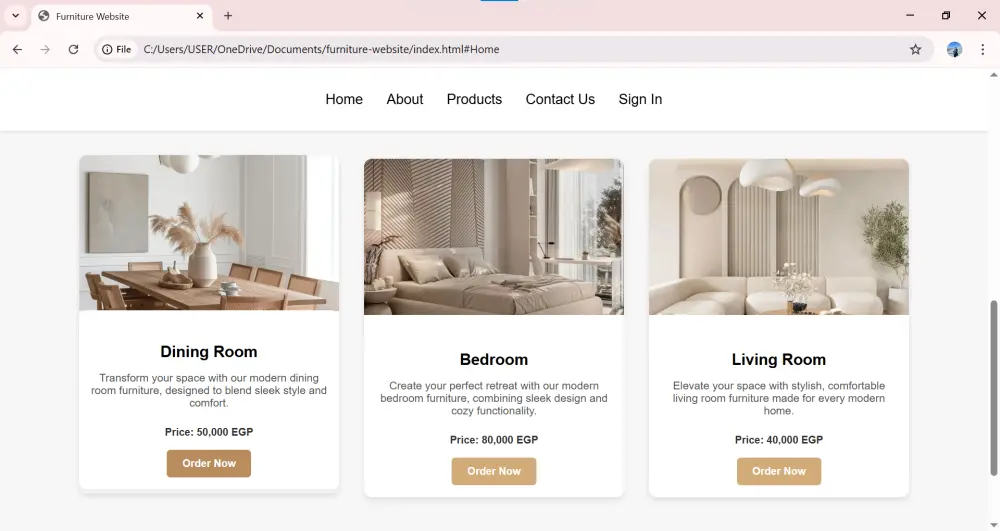 تصميم موقع إلكتروني بسيط بتصميم عصري باستخدام HTML, CSS