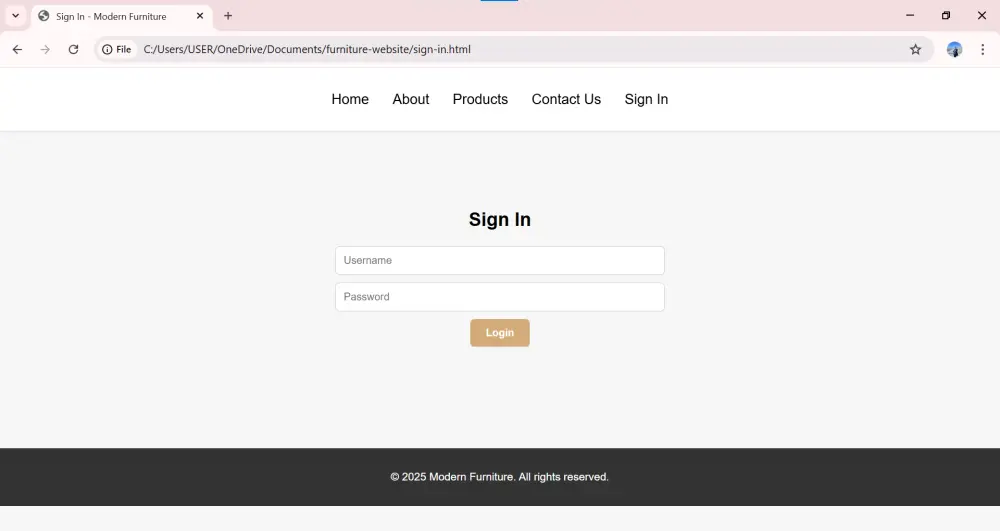 تصميم موقع إلكتروني بسيط بتصميم عصري باستخدام HTML, CSS