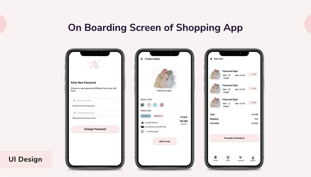 تصميم واجهة مستخدم لتطبيق تسوق UI/UX
