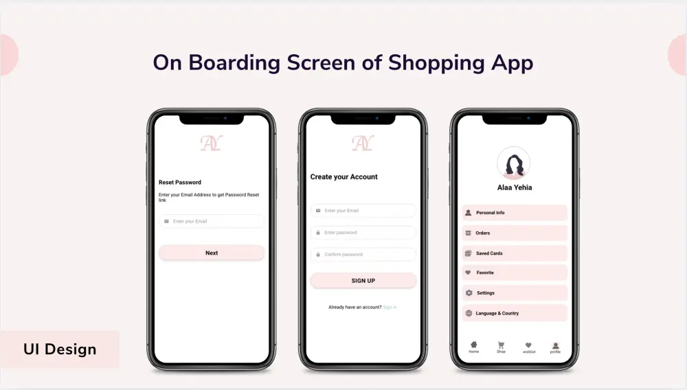 تصميم واجهة مستخدم لتطبيق تسوق UI/UX
