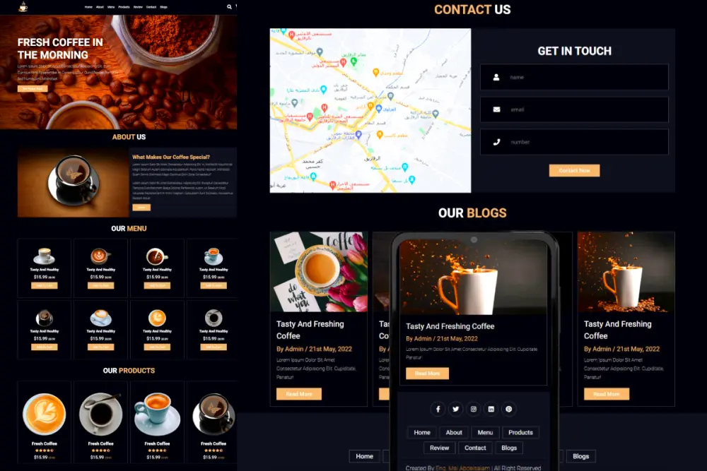تصميم صفحة ويب احترافية متجاوبة بـ HTML / CSS / JavaScript