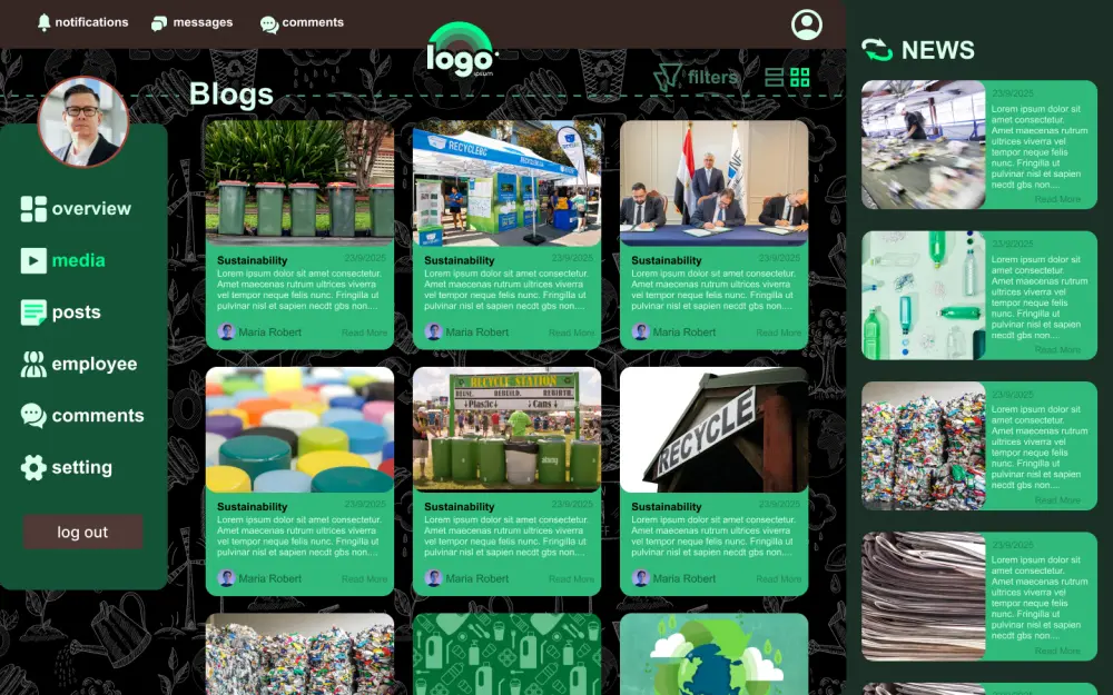 تصميم  واجهة مستخدم (UI/UX) احترافية لـ Dashboard (عدد 1 صفحة رئيسية)