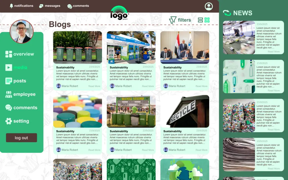 تصميم  واجهة مستخدم (UI/UX) احترافية لـ Dashboard (عدد 1 صفحة رئيسية)