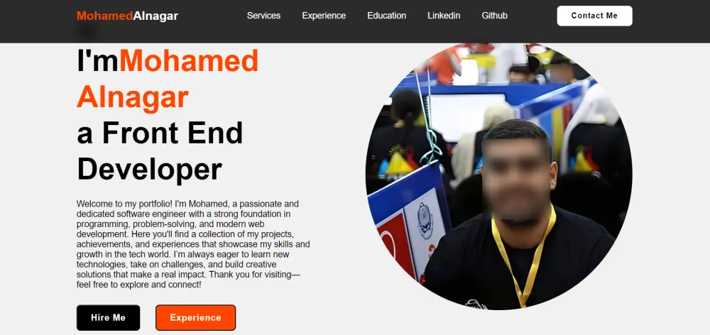 تصميم موقع بورتفوليو شخصي احترافي باستخدام HTML وCSS متجاوب لجميع الأجهزة