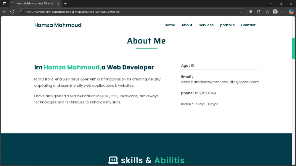 تصميم بورتفوليو شخصي احترافي (Personal Portfolio)