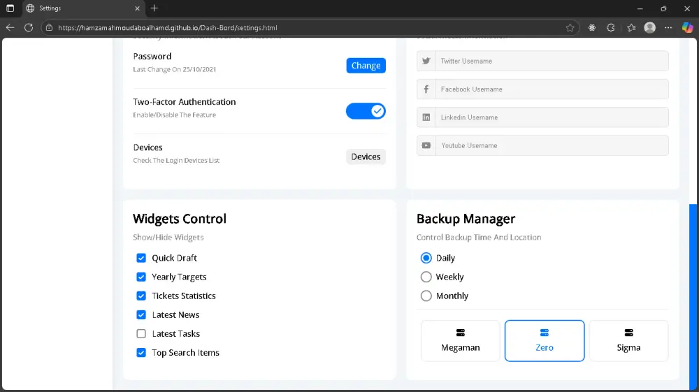 سأقوم بتصميم Dashboard أو لوحة تحكم متجاوبة باحترافية (Frontend Only)