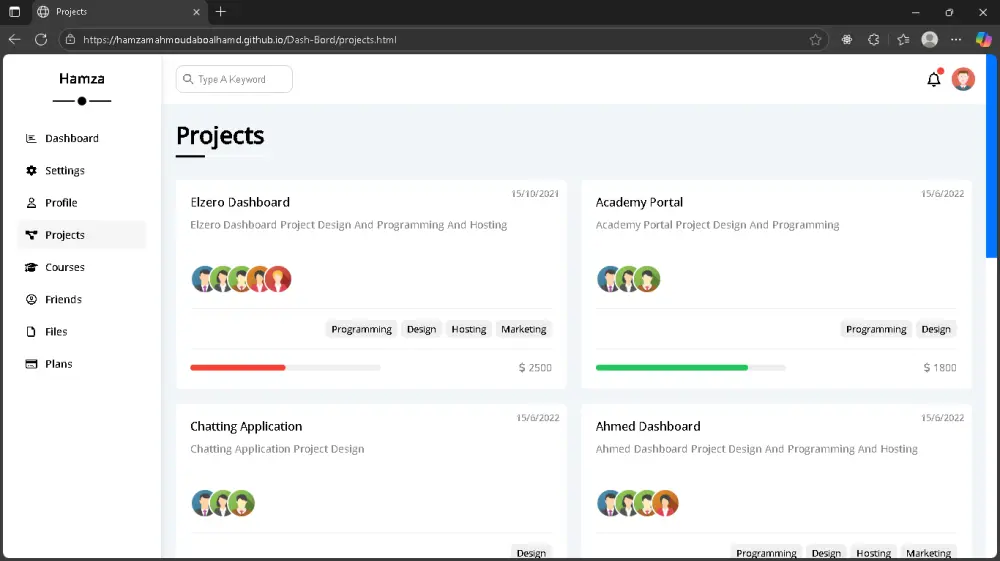 سأقوم بتصميم Dashboard أو لوحة تحكم متجاوبة باحترافية (Frontend Only)