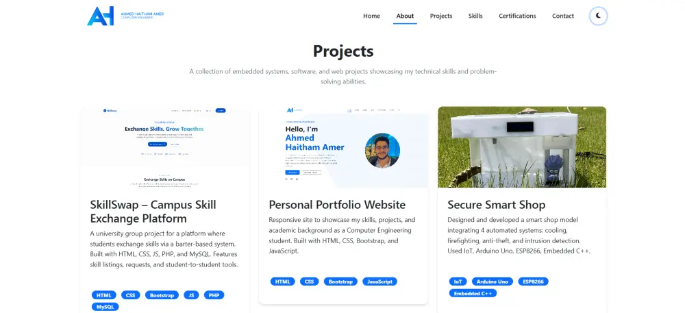 تصميم صفحة بورتفوليو احترافية بالـ HTML / CSS / JavaScript