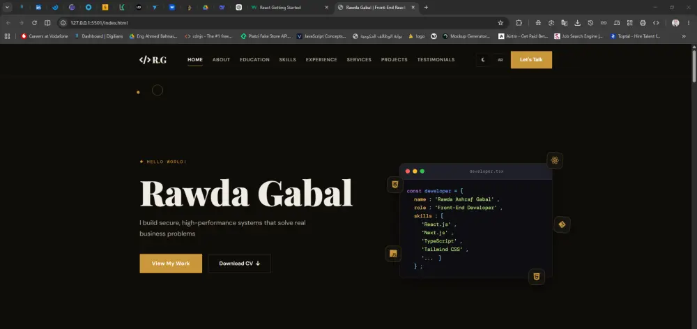 تصميم وتطوير Portfolio Website احترافي لعرض أعمالك ومهاراتك