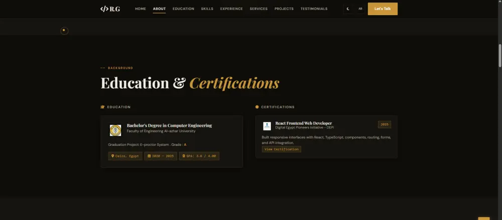 تصميم وتطوير Portfolio Website احترافي لعرض أعمالك ومهاراتك