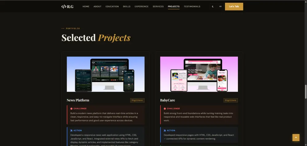 تصميم وتطوير Portfolio Website احترافي لعرض أعمالك ومهاراتك