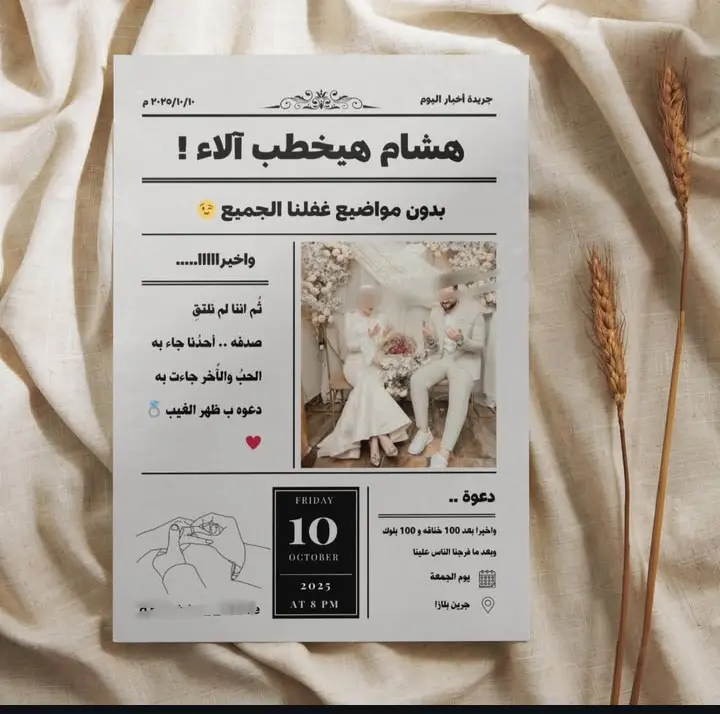 تصميم دعوة زفاف بشكل جميل