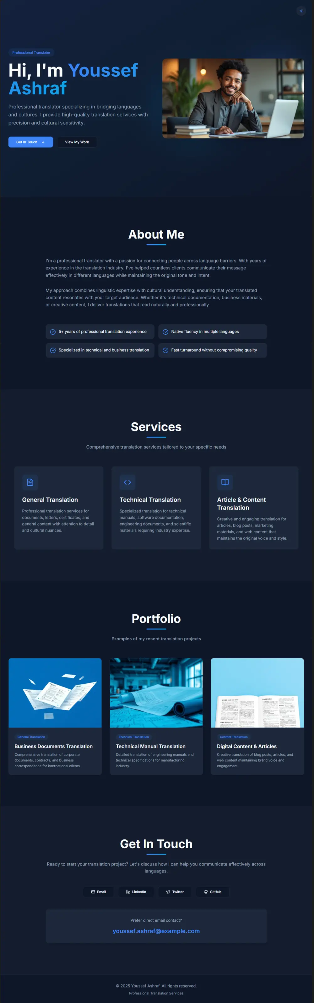 موقع بورتفوليو شخصي احترافي -  Portfolio Website