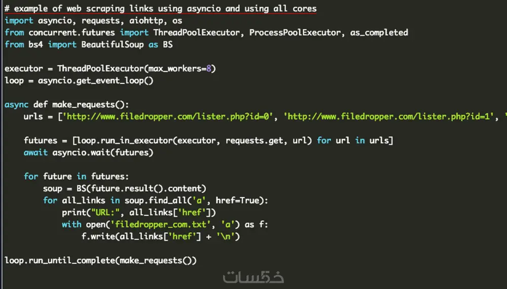استخراج وجمع البيانات من صفحات المواقع Web Scraping
