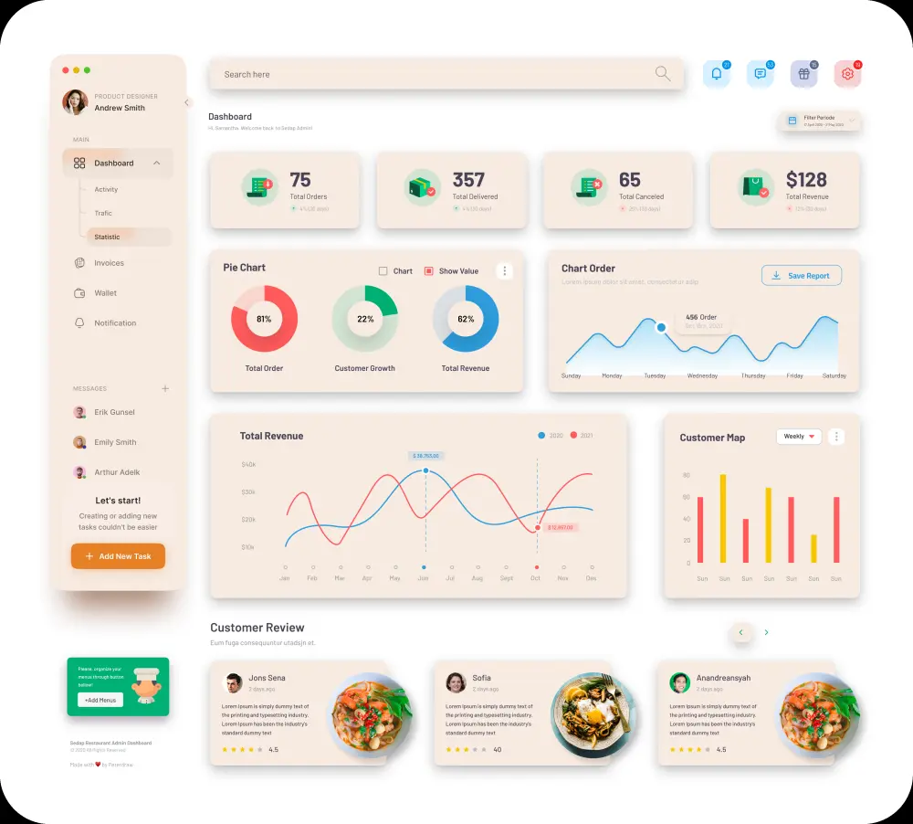 تصميم واجهات وتجربة مستخدم احترافية عدد اربع صفحات لتطبيقات الويب والموبايل
