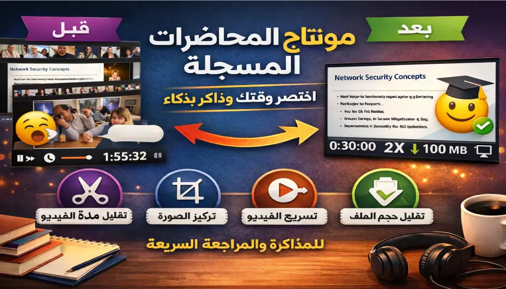 مونتاج المحاضرات المسجلة – اختصر وقتك وذاكر بذكاء