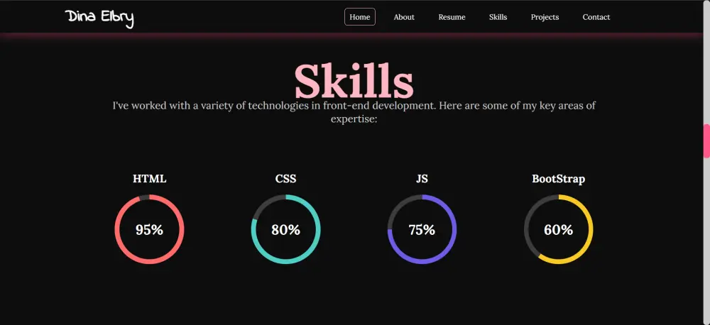 تصميم وبرمجة موقع شخصي (Portfolio) بسيط ومتجاوب باستخدام HTML وCSS وJavaScript