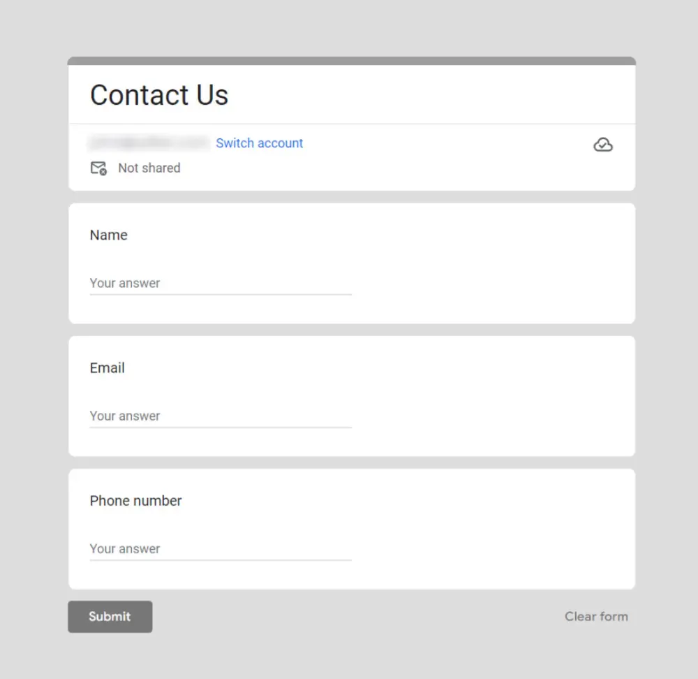 عمل وتصميم نماذج جوجل لجمع البيانات أسئلة وأجوبة