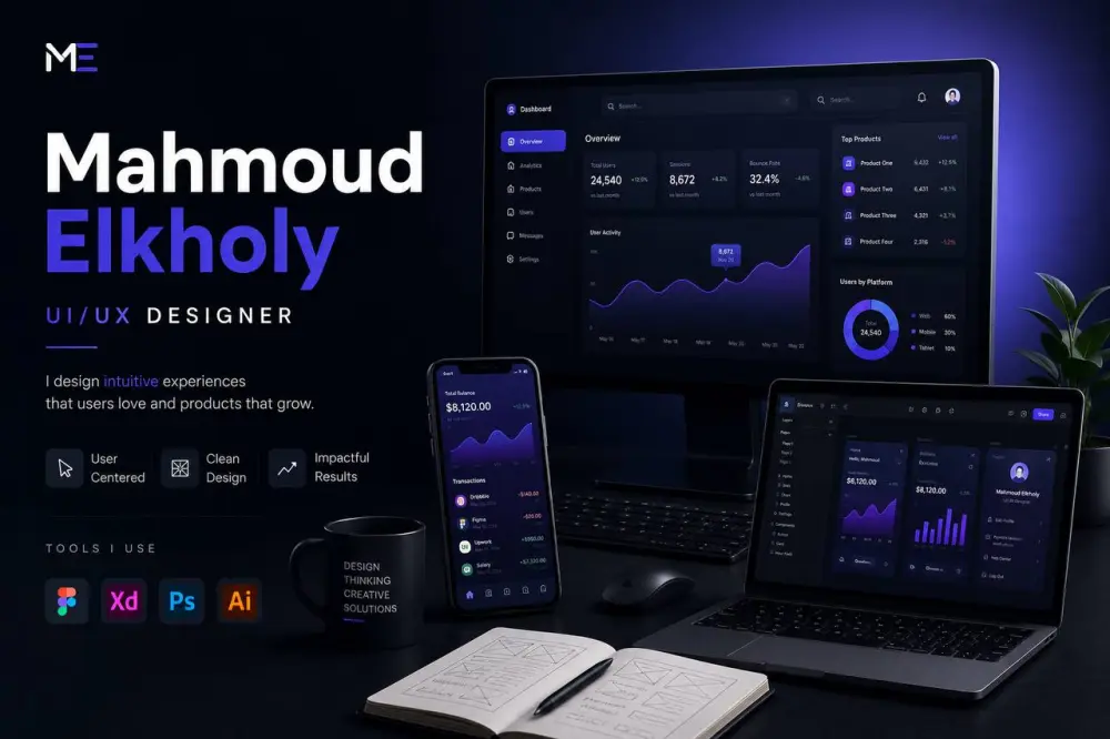 تصميم واجهات مستخدم (UI/UX) احترافية وعصرية لتطبيقات الموبايل والمواقع.