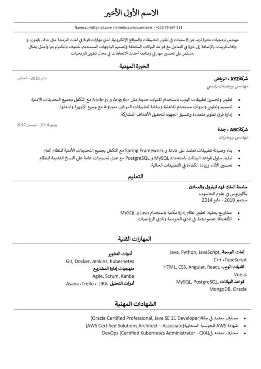 سيرة ذاتية احترافية وخطاب تقديم