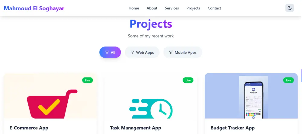تصميم وبرمجة موقع معرض أعمال (Portfolio) احترافي ومتجاوب