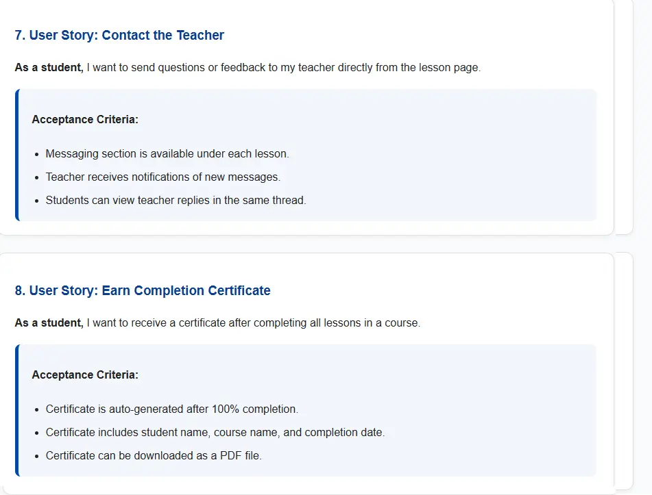 كتابة قصص المستخدم (User Stories) ومعايير القبول