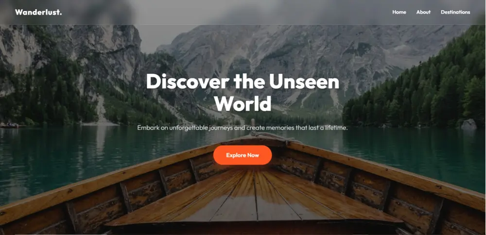 تصميم وتطوير موقع سياحي احترافي (Landing Page) مشابه لفكرة موقع Wanderlust