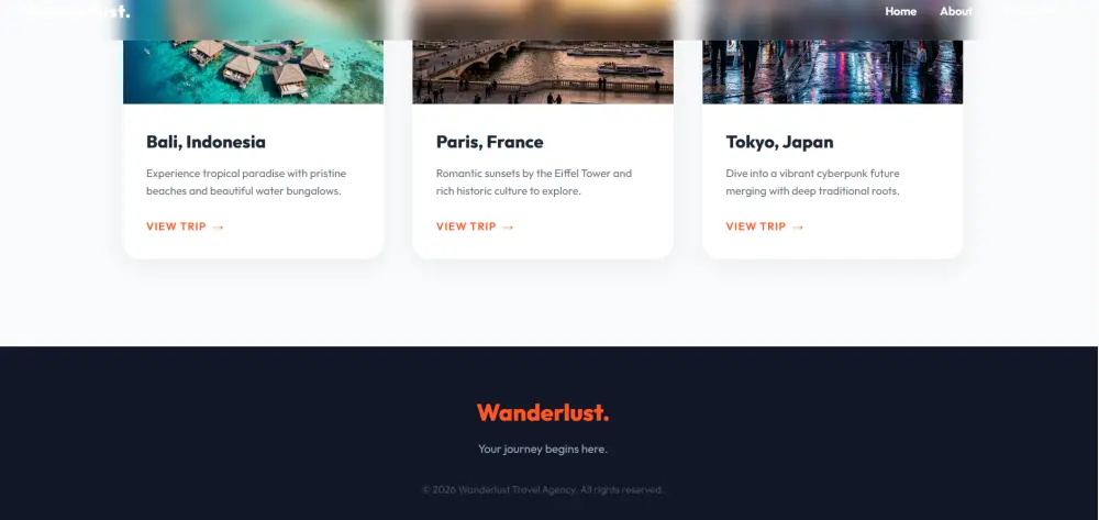 تصميم وتطوير موقع سياحي احترافي (Landing Page) مشابه لفكرة موقع Wanderlust