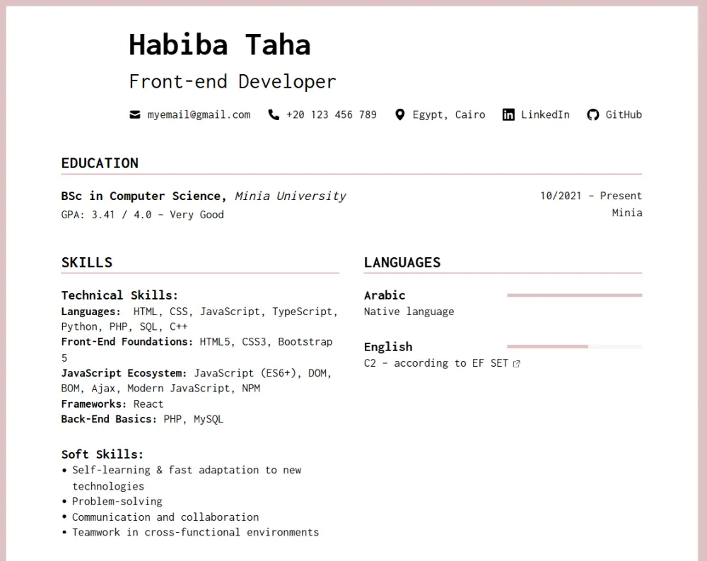 إنشاء سيرة ذاتية احترافية CV تتناسب مع نظام ATS