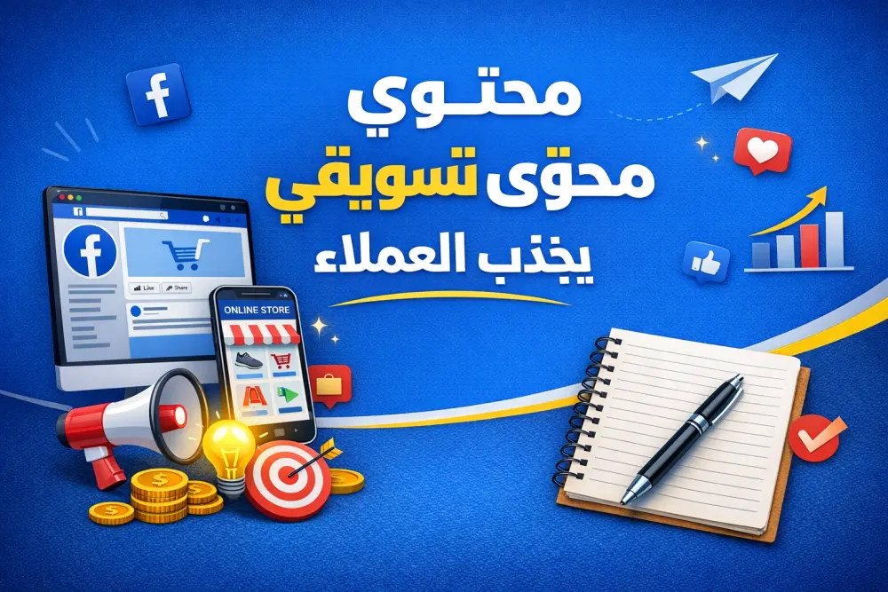 إنشاء محتوى تسويقي احترافي لصفحات فيسبوك والمتاجر الإلكترونية