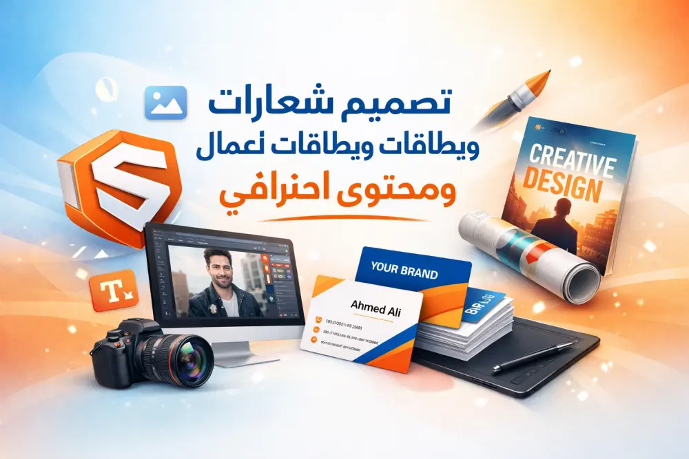 تصميم شعارات وبطاقات أعمال ومحتوى بصري احترافي