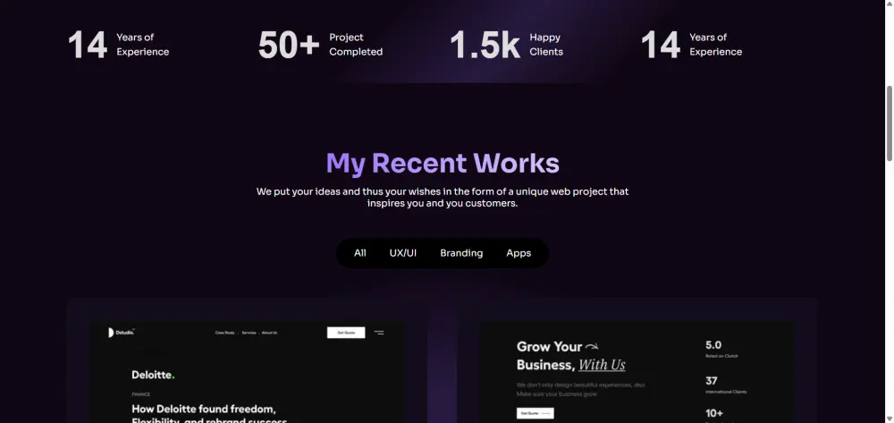 إنشاء موقع شخصي أو بورتفوليو احترافي يعرض أعمالك بتصميم جذاب مكون من صفحه واحده.