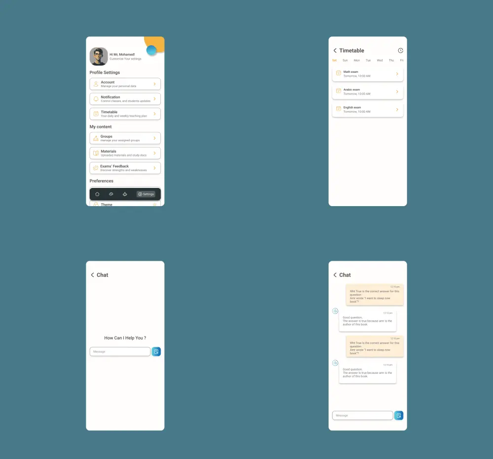 سأقوم بتصميم حتى 5 شاشات لتطبيقك بأسلوب احترافي وبتجربة استخدام مدروسة وفق أحدث معايير التصميم. أعتمد على برنامج Figma لتصميم واجهات مميزة تناسب طبيعة مشروعك وتظهر احترافيته من أول نظرة.