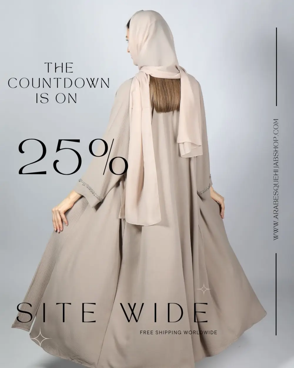 تصميم اعلان سوشيال ميديا مع محتوي للتخفيضات لشركة عبايات