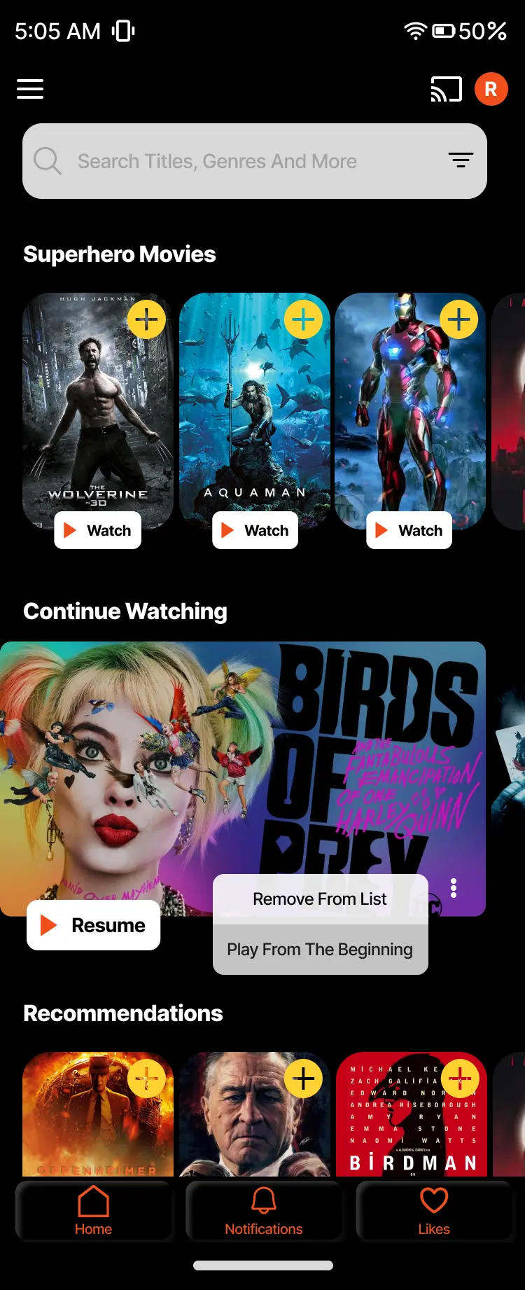 تصميم تطبيق مشاهدة أفلام ومسلسلات