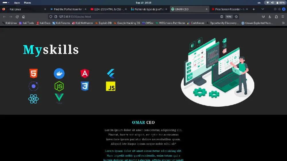 برمجة واجهات مواقع احترافية وجذابة بـ HTML / CSS / JavaScript