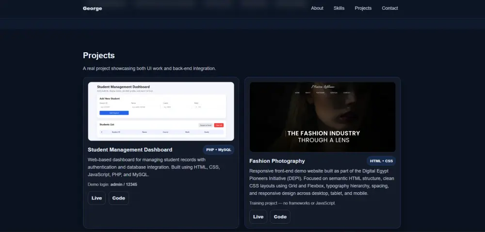 إنشاء موقع بورتفوليو شخصي احترافي