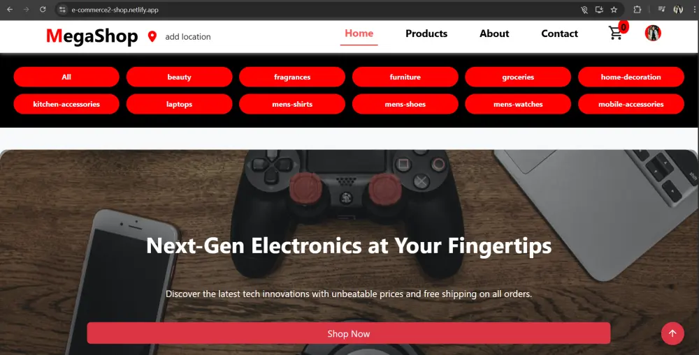تطوير موقع E-commerce احترافي باستخدام React.js