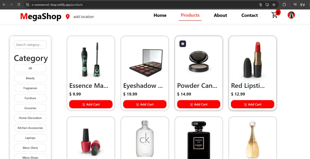 تطوير موقع E-commerce احترافي باستخدام React.js